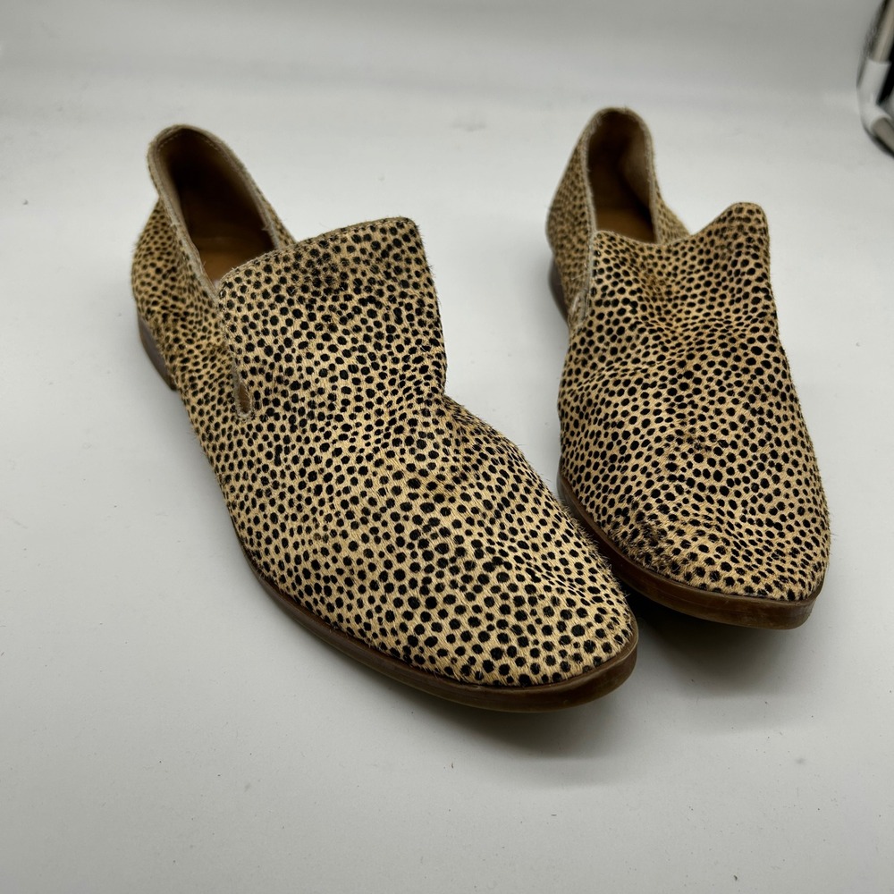 Crown Vintage Carla Cheetah Print Real Cow Hair Loafers Tan Black Size 8.5M